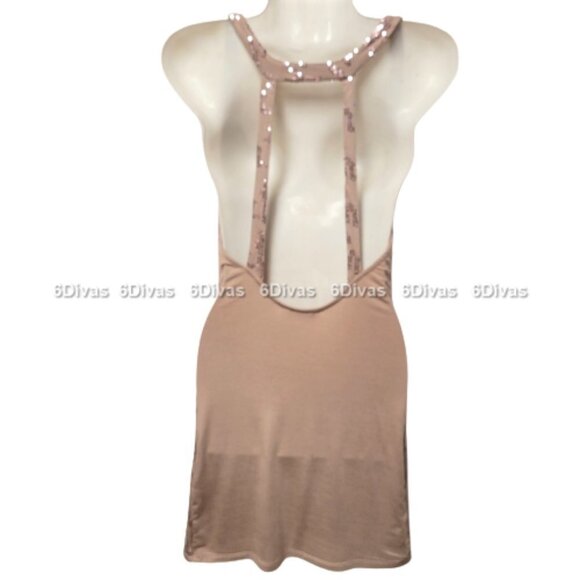 Sexy Strapless Light Taupe Glitter Dress Size S - Picture 3 of 12